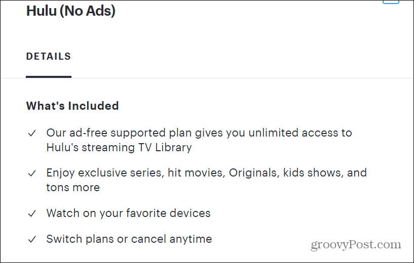 Plan sans publicité Hulu