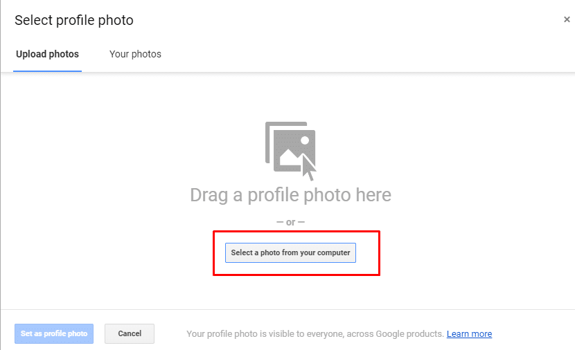 Sélectionnez une photo sur votre ordinateur - Comment changer l'image de profil sur Gmail