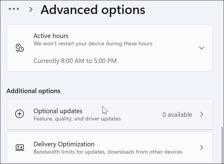 mises à jour facultatives avancées windows 11