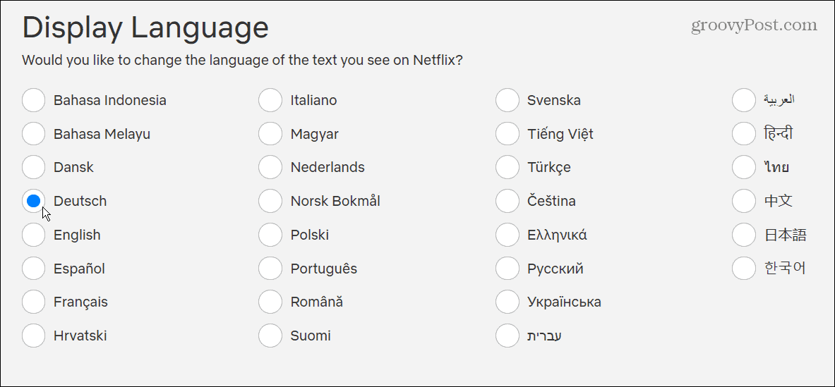 Changer la langue de netflix en une nouvelle