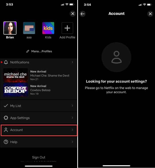 Comptes Netflix iPhone