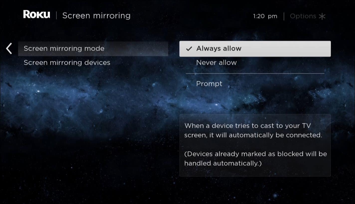 Options de miroir