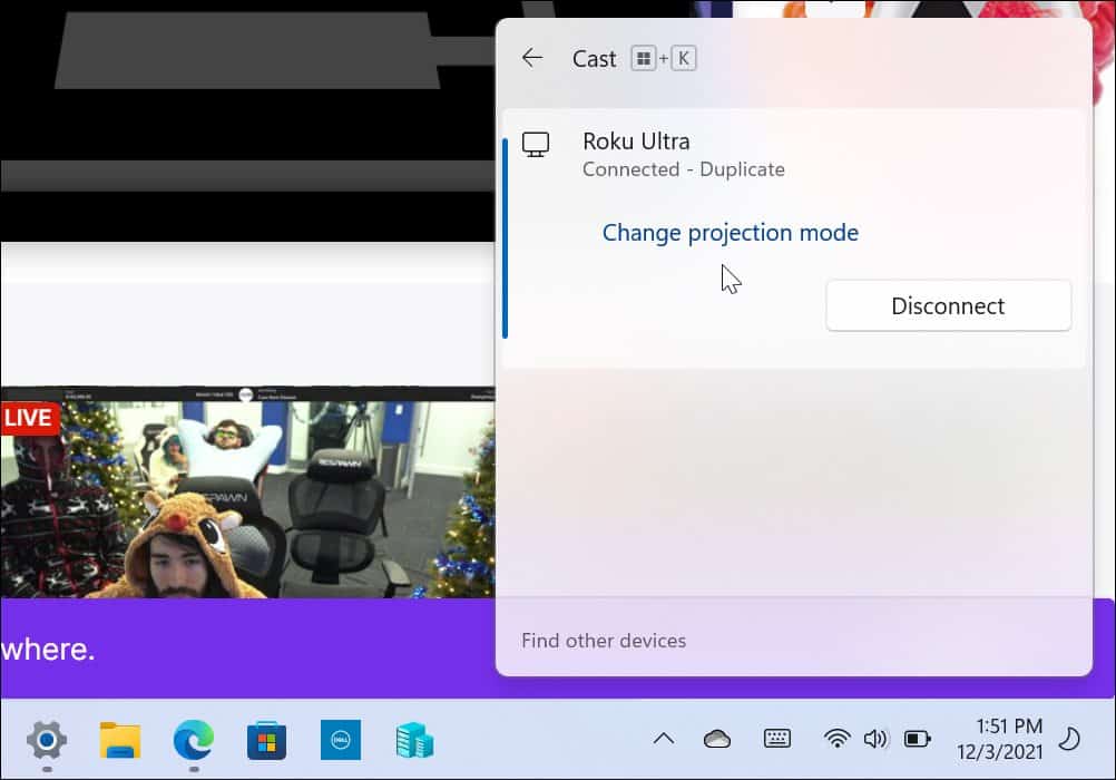 Windows 11 connecté à Roku