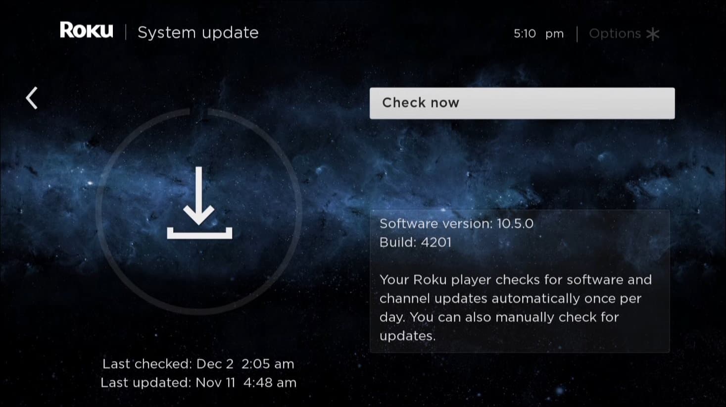 Mise à jour du système Roku