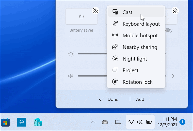Ajouter un bouton Cast Windows 11