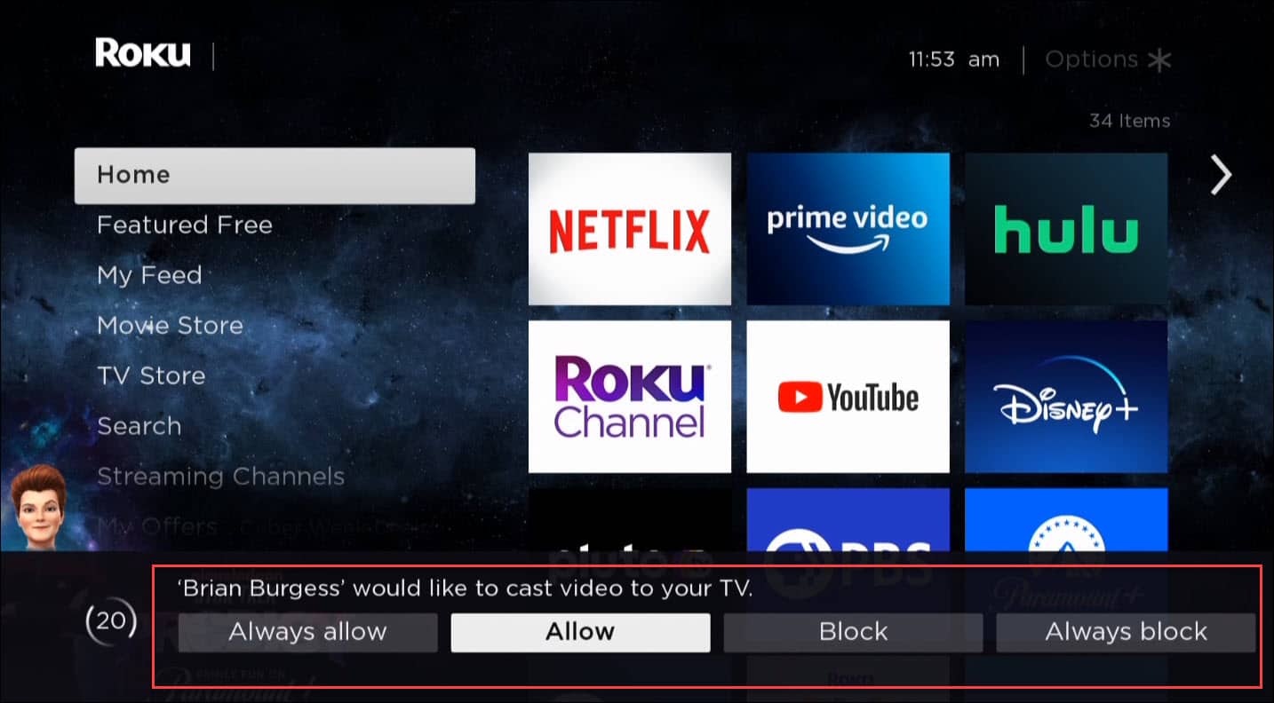 autoriser pc conne connecter Roku
