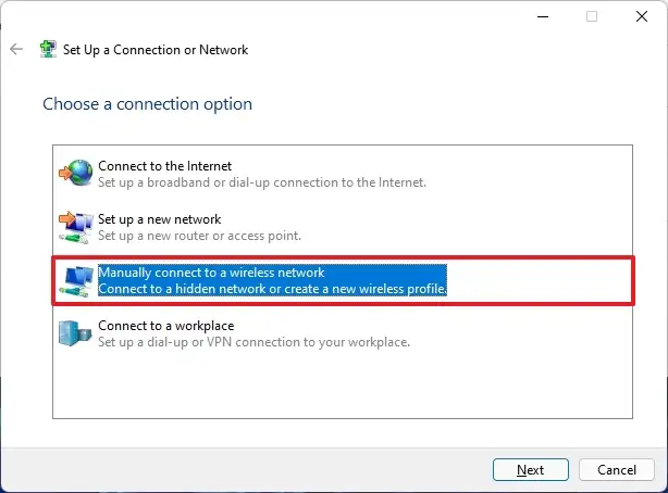 Se connecter manuellement à un réseau sans fil