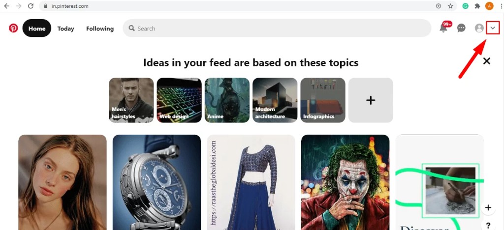 Modifier l'e-mail Pinterest sur le bureau