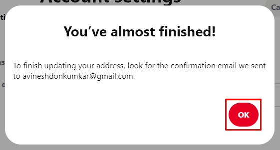 Modifier l'e-mail Pinterest