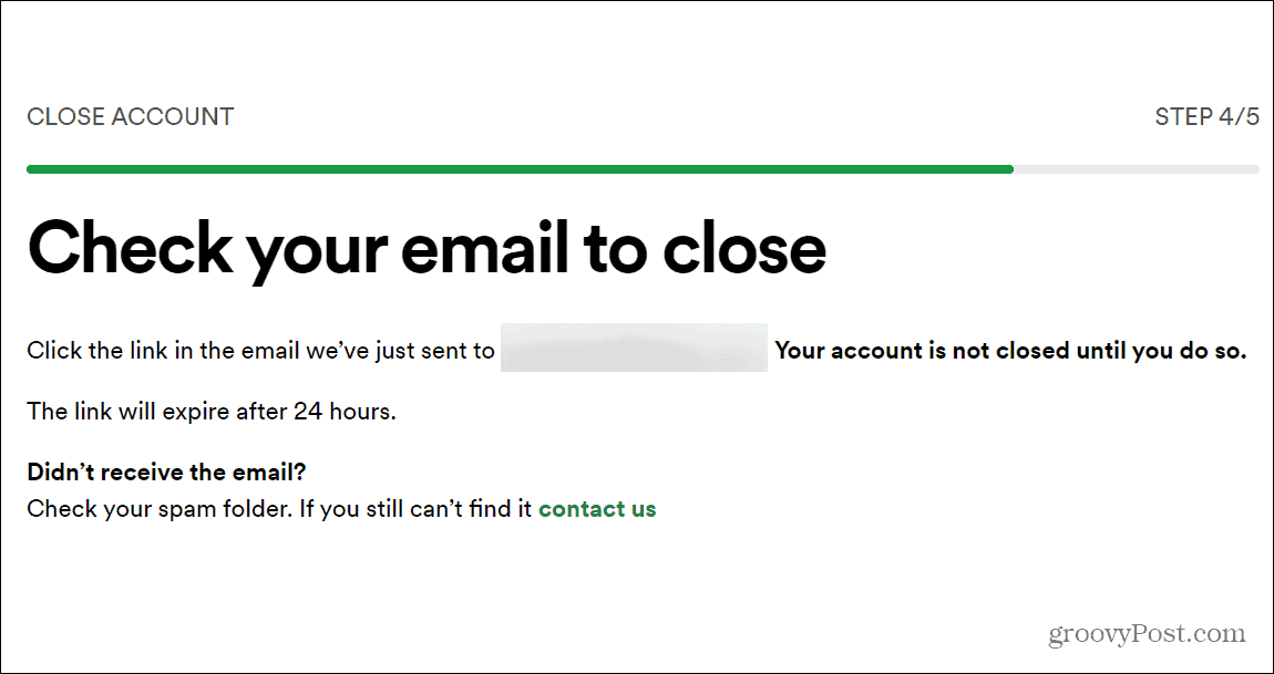 vérification de l'e-mail supprimer le compte Spotify