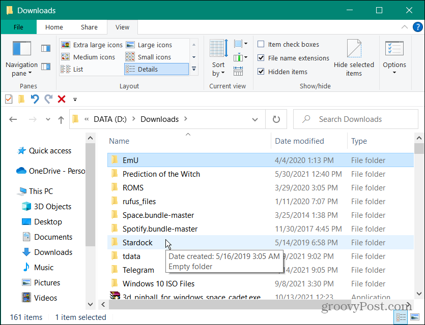 Dossier de téléchargements Windows 10