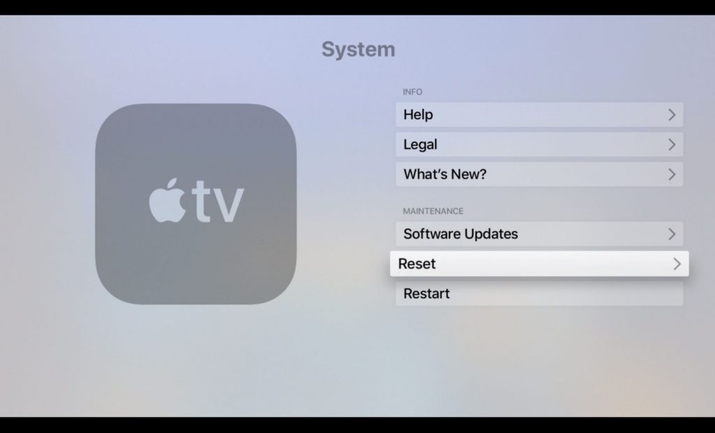 Réinitialiser votre Apple TV
