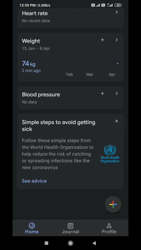 Mode sombre de Google Fit