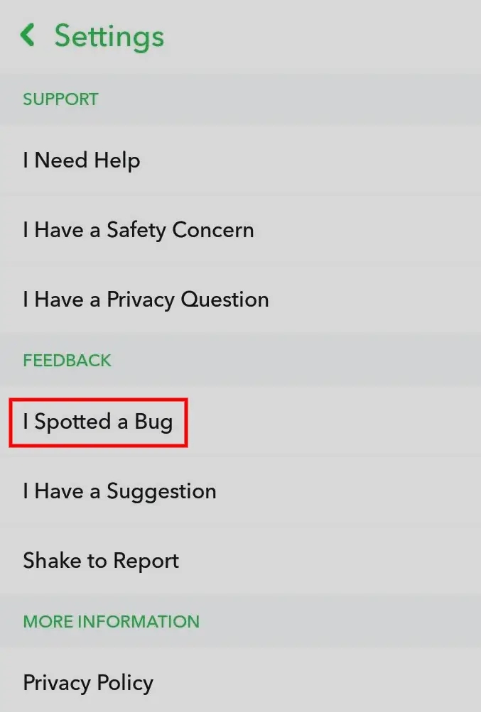   sélectionnez J'ai repéré un bug ou j'ai une suggestion.