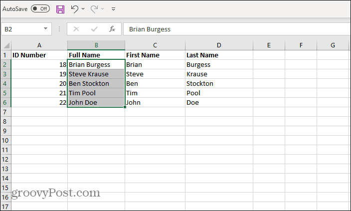 Prénom et nom séparés