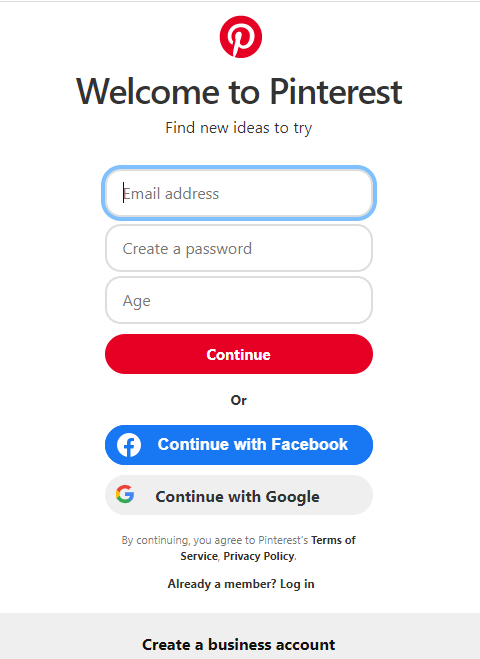 Créer un compte Pinterest