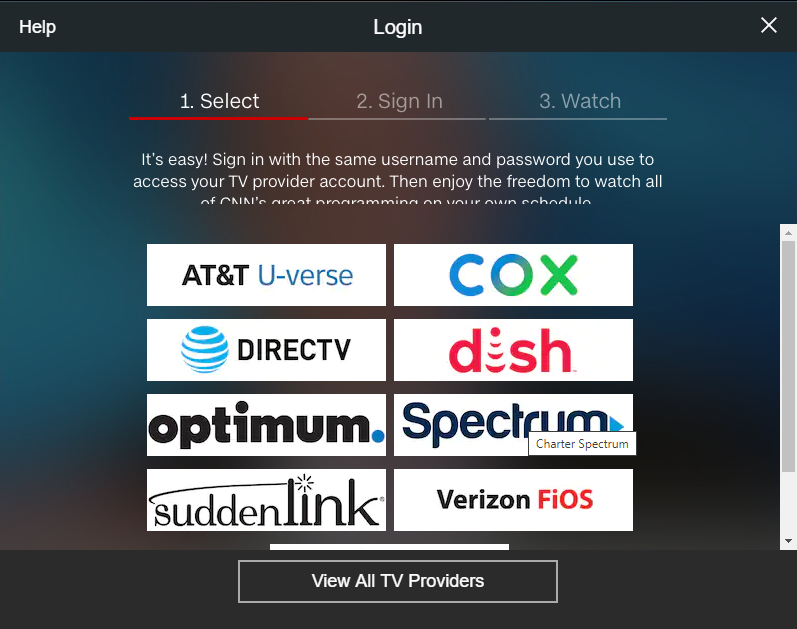 Connectez-vous avec votre fournisseur de télévision