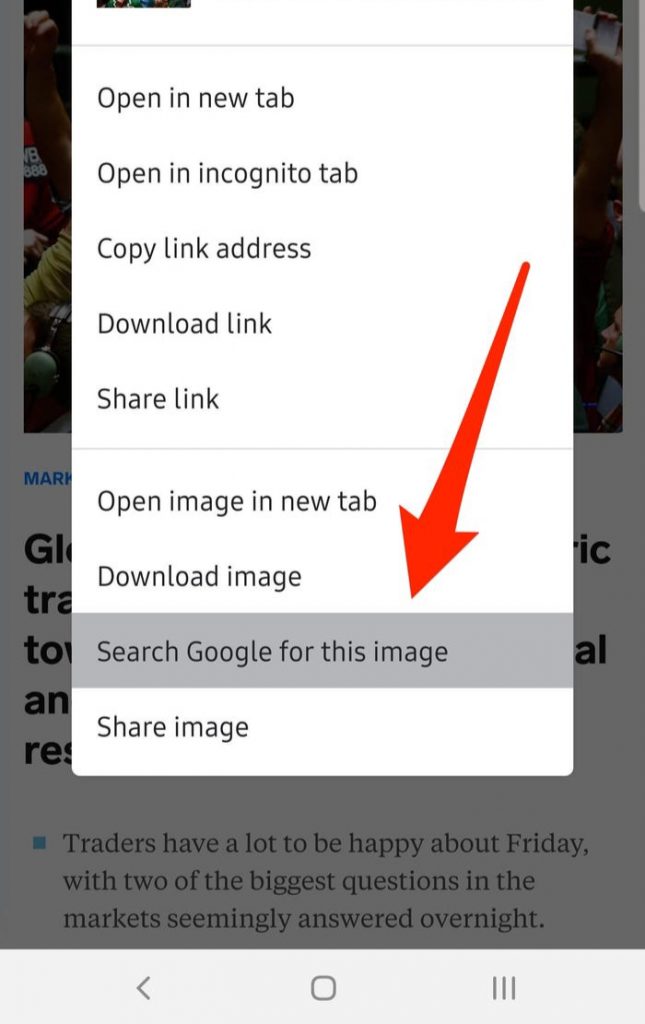 Recherche d'images inversée sur Android à l'aide de Google Chrome
