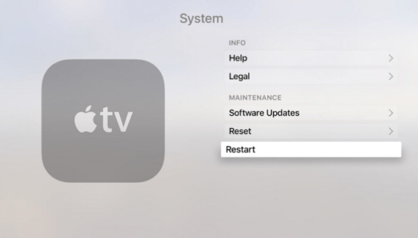 Redémarrez votre Apple TV