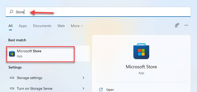 Ouvrir le Microsoft Store