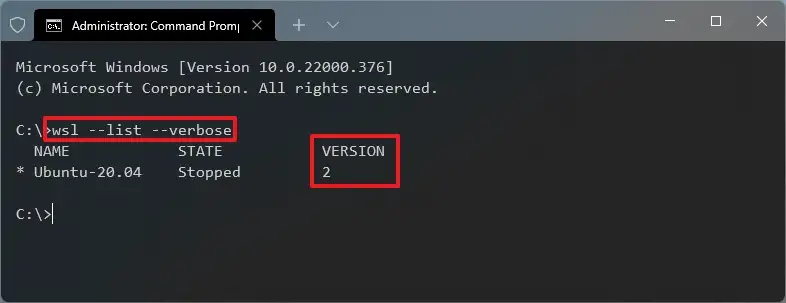 Vérifier la version WSL sur Windows 11