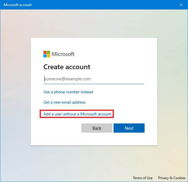 Ajouter un utilisateur sans compte Microsoft