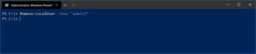 Supprimer le compte PowerShell