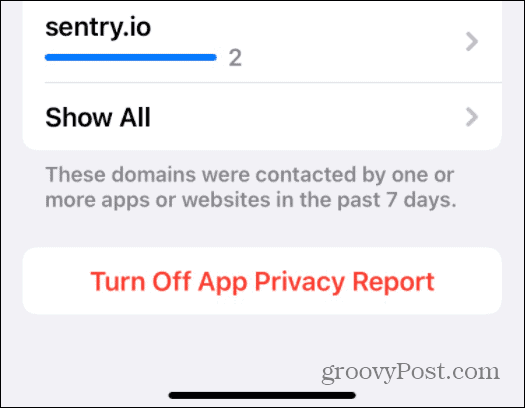 désactiver le rapport de confidentialité des applications