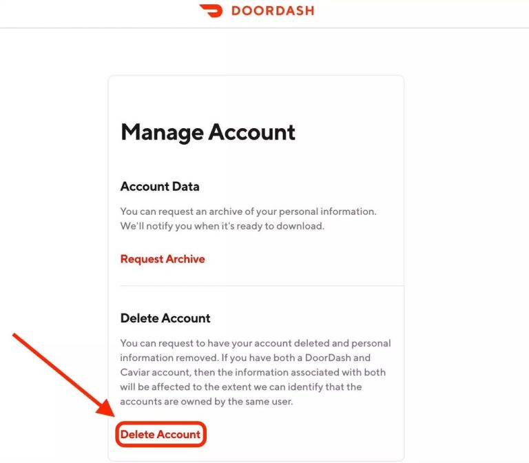   Supprimer le compte DoorDash