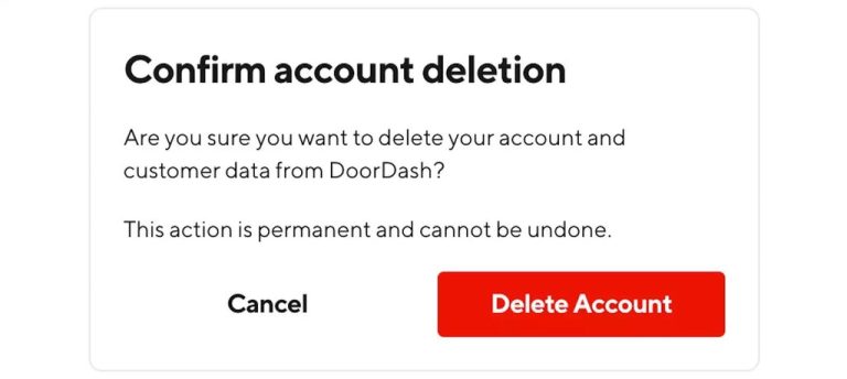   Supprimer le compte DoorDash