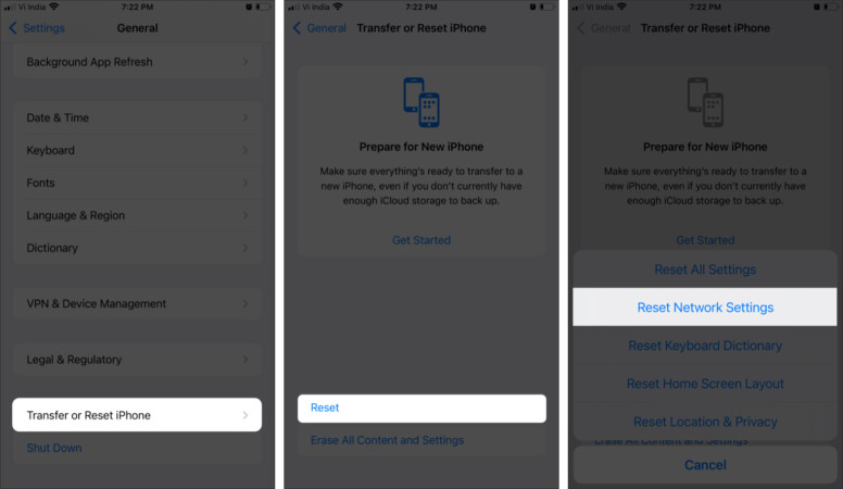 SharePlay ne fonctionne pas dans iOS 15-Réinitialiser les paramètres réseau