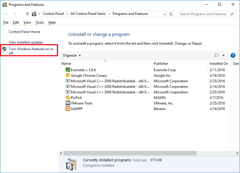 Activer ou désactiver des fonctionnalités Windows