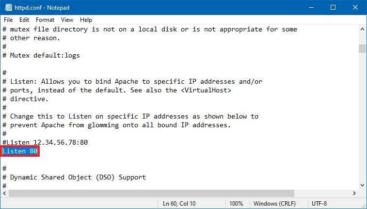 httpd.conf modifier le numéro de port TCP/IP