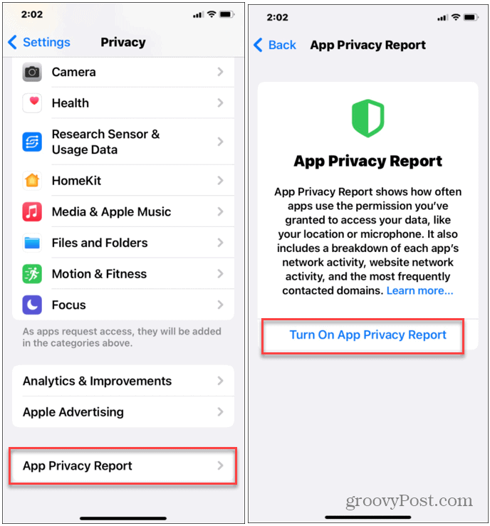 Rapport de confidentialité de l'application Apple