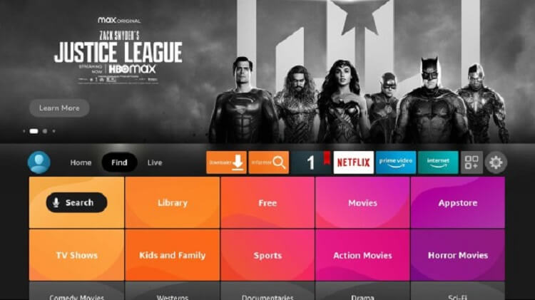 Écran d'accueil Firestick