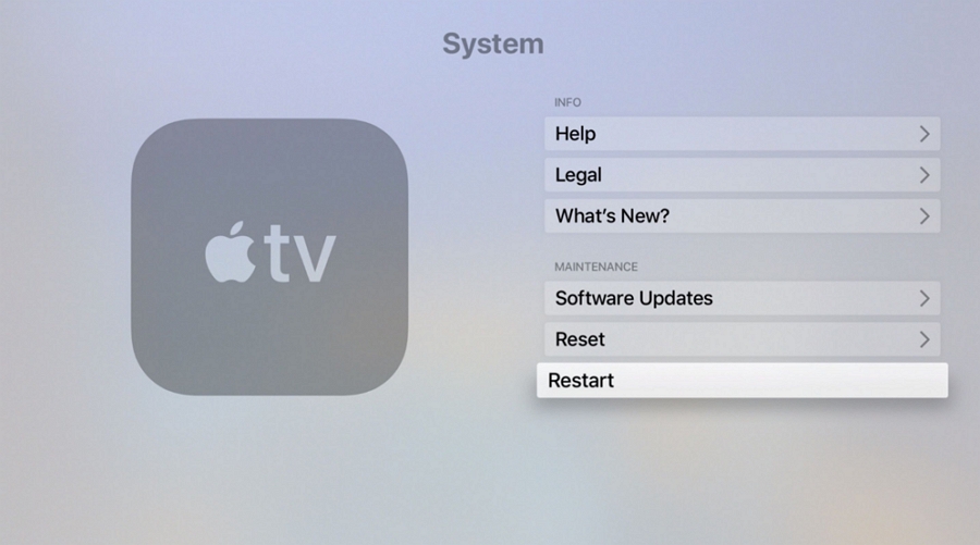 Redémarrez votre Apple TV