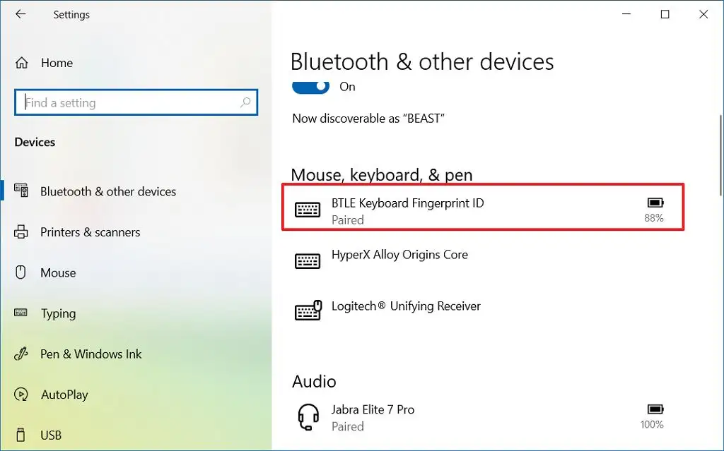 Appareil Bluetooth couplé