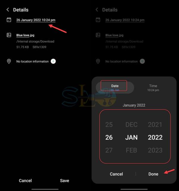 Comment changer la date d'une photo sur Samsung (One UI 4.0) Android 12