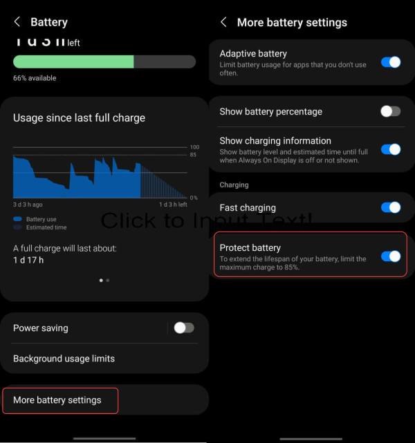 Comment activer la protection de la batterie sur Samsung S21, S20 et etc. (Android 12) 