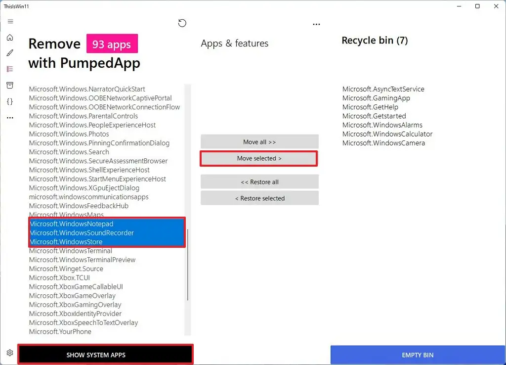 Supprimer les applications système