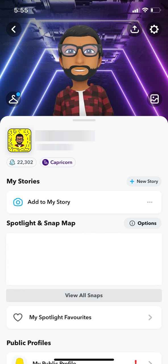 Appuyez sur l'icône Paramètres sur Snapchat