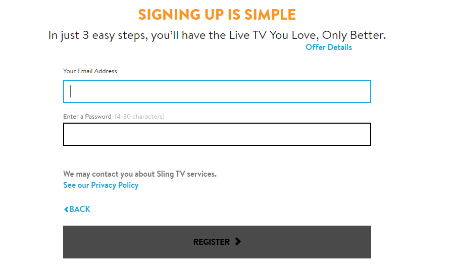 inscrivez-vous à Sling TV pour voir FETV