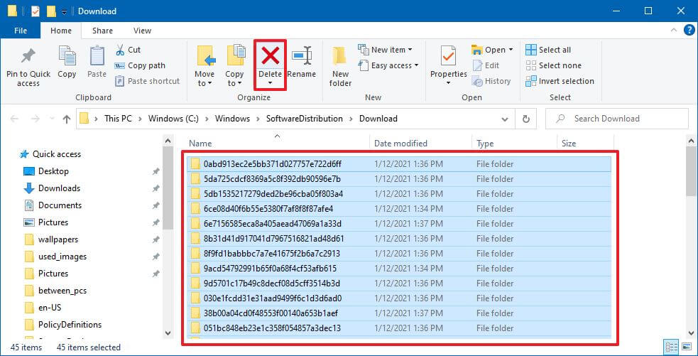 Dossier SoftwareDistribution sur Windows 10