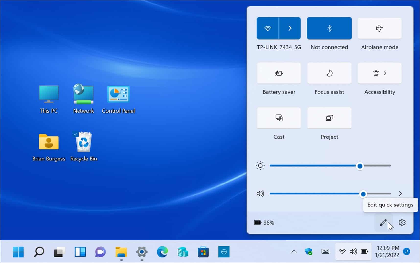 menu des paramètres rapides windows 11
