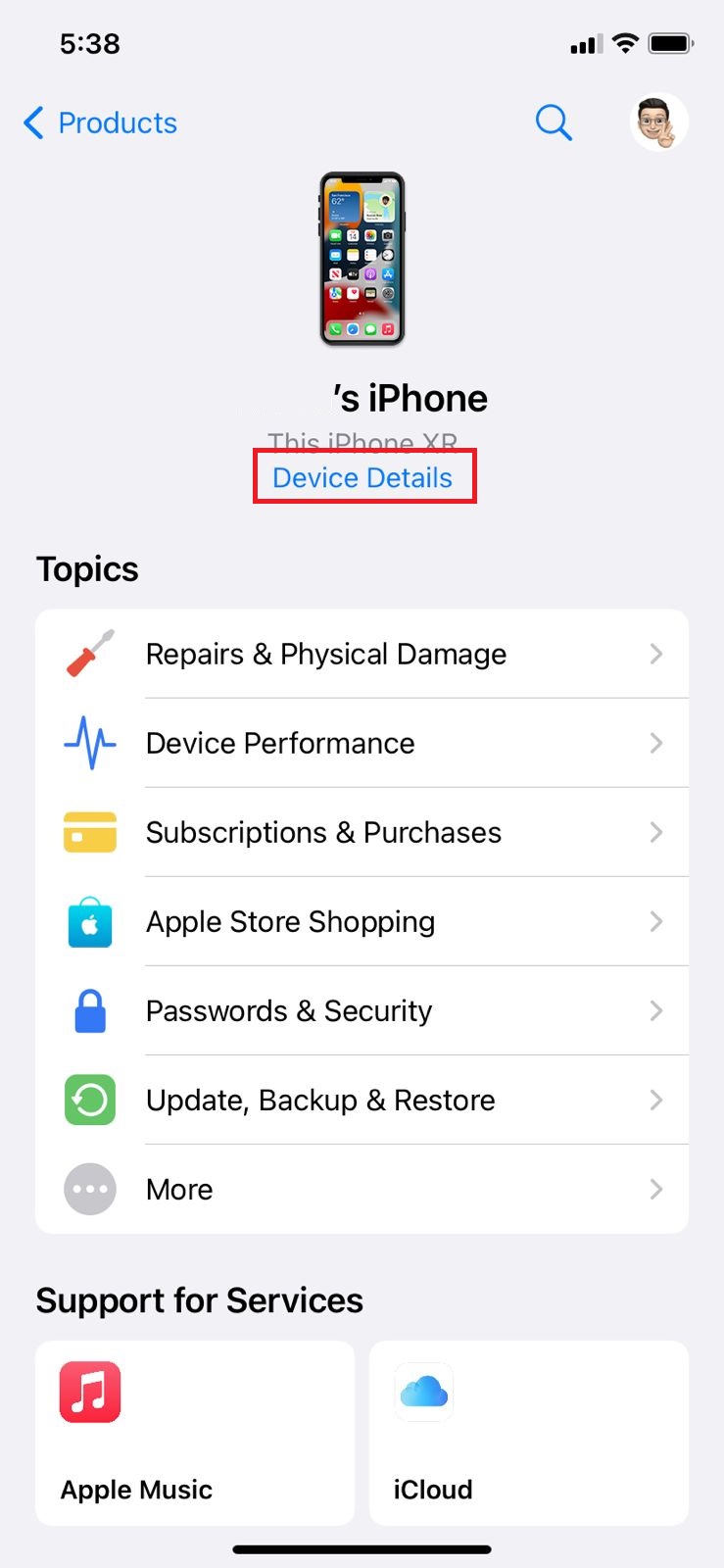 Cliquez sur Device Detials pour vérifier l'âge de l'iPhone