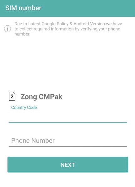 Pour activer l'application, entrez votre numéro de téléphone et votre code de pays
