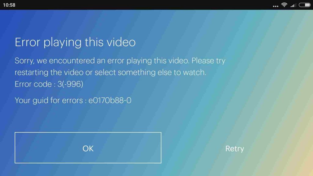 Appareil Hulu avec écran d'erreur indiquant le code d'erreur 3