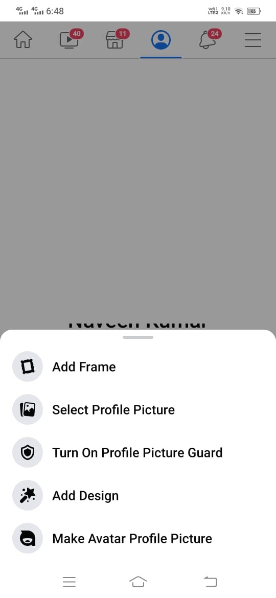 Sélectionnez l'option Image de profil