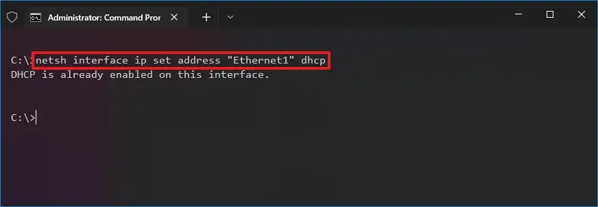 Activer DHCP sur Windows 10 à l'aide de l'invite de commande