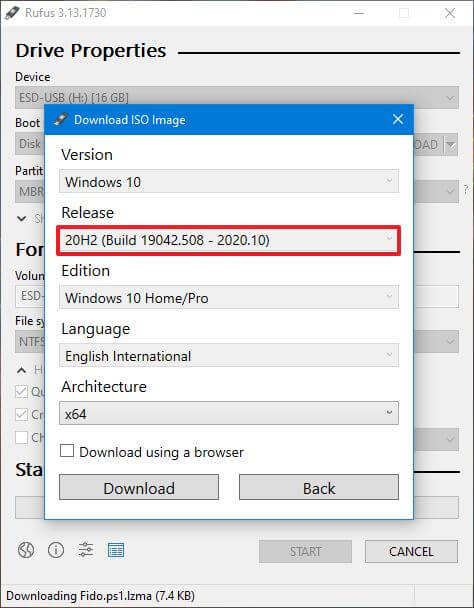 Rufus télécharger Windows 10 ISO